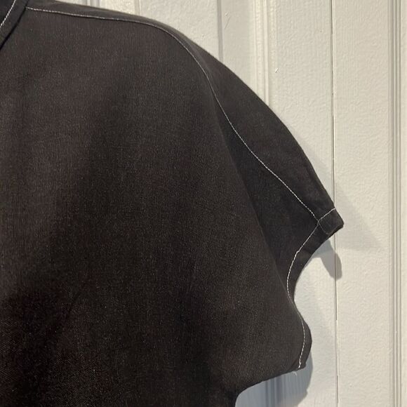 Cynthia Rowley Black Linen Short Sleeve Boho Dress Size S (fits oversized) - Picture 4 of 13